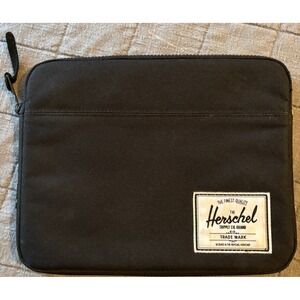 Herschel iPad or tablet case Zippered sleeve, Black with red/white stripe lining